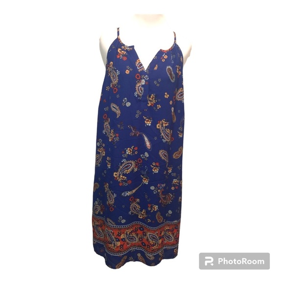 Skies Are Blue Paisley Print Royal Blue Razor Back Dress Size XLarge - Picture 2 of 9